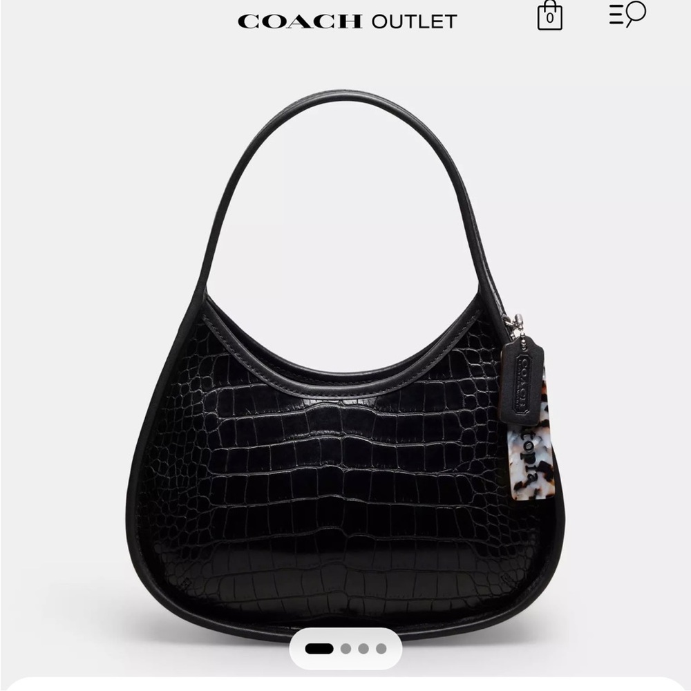 Coach Black Croc Embossed Leather Ergo Bag AND WALLET